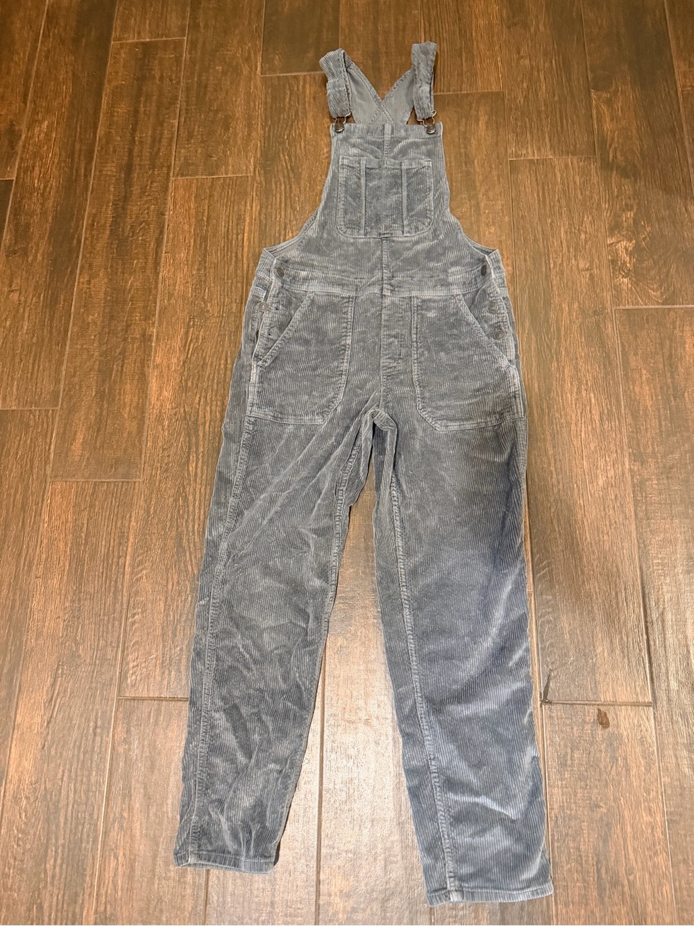 American Eagle Corduroy Overalls Jumpsuit in Charcoal Gray - Women